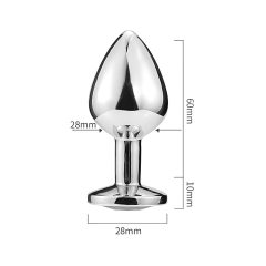   Sunfo - kovový anální kolík se srdcovým kamínkem (stříbrno-bílý)