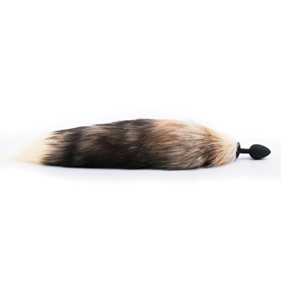 Sunfo - anální kolík se silikonovým liščím ocasem - černo-červený