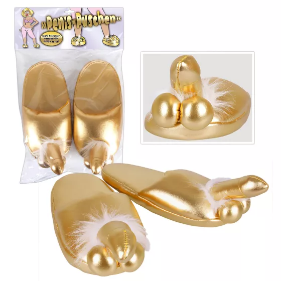 Péniszes papucs - pantofle s penisem - zlatá