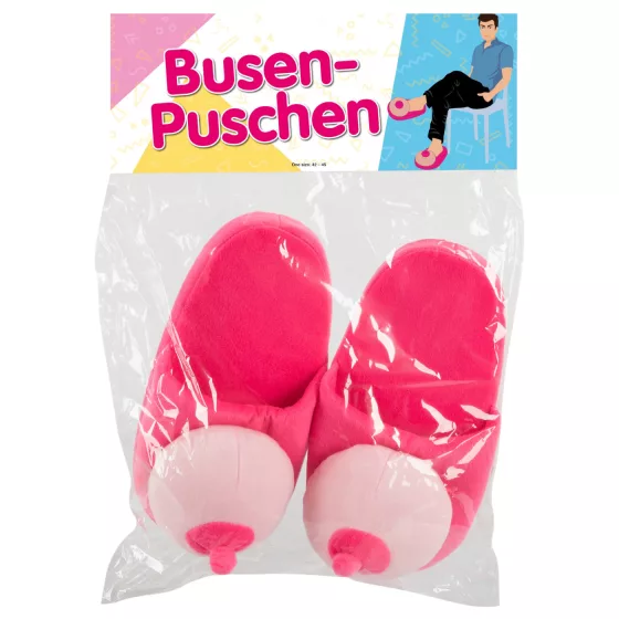 Plyšové pantofle - tvar prsou - růžové