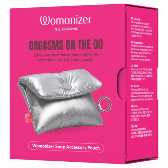 Womanizer Snap - úložný sáček s přívěskem na klíče (stříbrný)