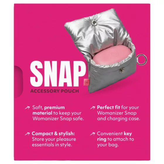 Womanizer Snap - úložný sáček s přívěskem na klíče (stříbrný)
