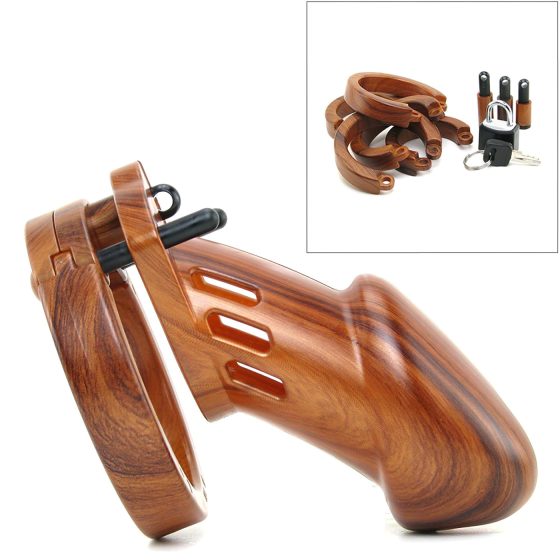 CB-6000 - Luxusní klícka na penis se zámkem (dřevo)