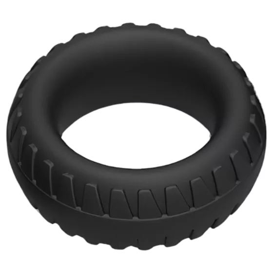 Pulselock Forge - silikonový kroužek na penis s dezénem pneumatiky (černý) - 30 mm