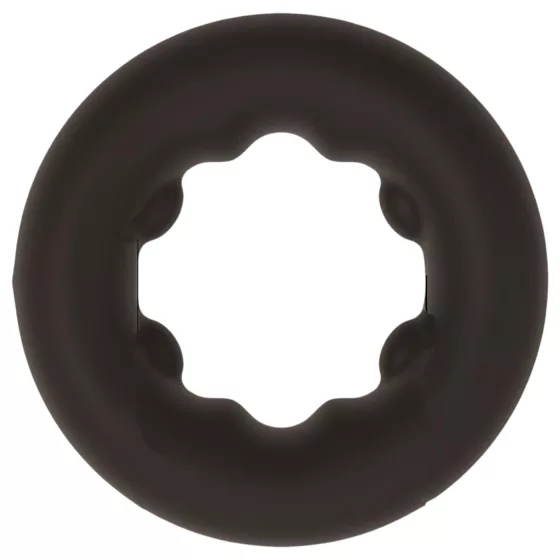 Pulselock Cocktura - puntíkovaný silikonový kroužek na penis (černý) - 27 mm