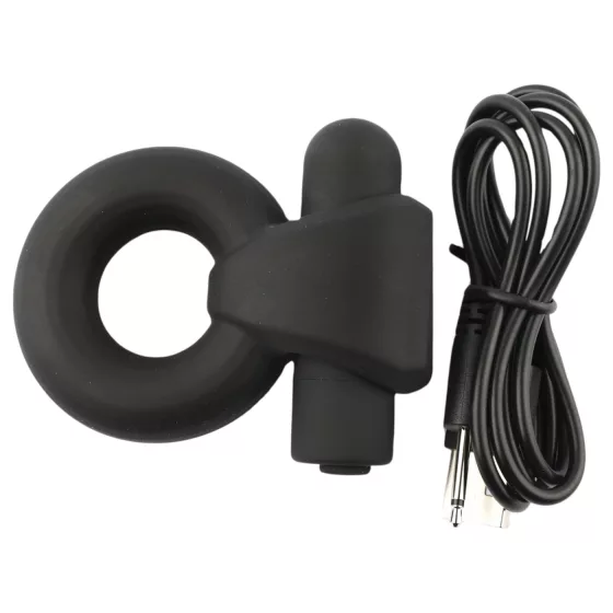 Pulselock Vantr - akumulátorový vibrační kroužek na penis a varlata (černý) - 25 mm