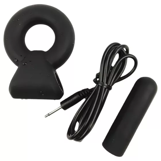 Pulselock Vantr - akumulátorový vibrační kroužek na penis a varlata (černý) - 25 mm