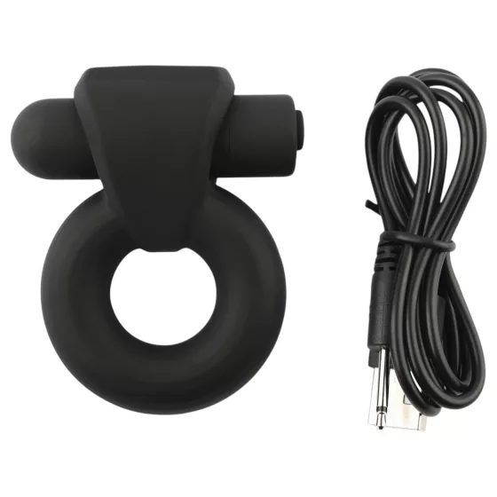 Pulselock Vantr - akumulátorový vibrační kroužek na penis a varlata (černý) - 25 mm