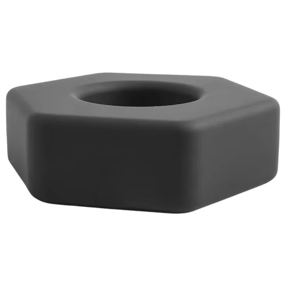 Pulselock Forge - silikonový erekční kroužek ve tvaru matice (černý) - 22 mm