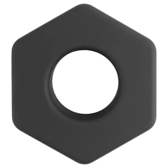 Pulselock Forge - silikonový erekční kroužek ve tvaru matice (černý) - 22 mm