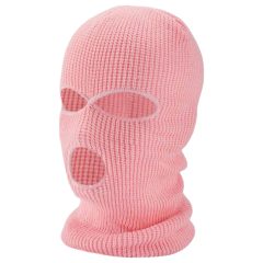 Balaclava - pletená maska se 3 otvory (růžová)