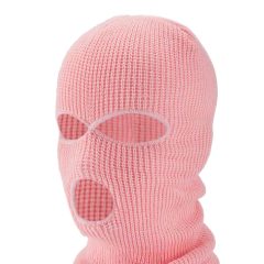 Balaclava - pletená maska se 3 otvory (růžová)