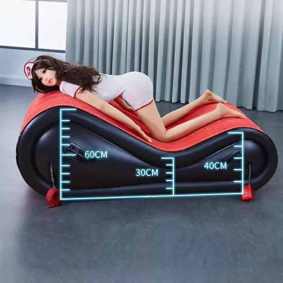Desirel Magic Pillow - Nafukovací BDSM sexuální nábytek - s pouty (červený)