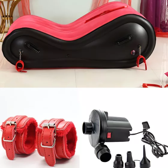 Desirel Magic Pillow - Nafukovací BDSM sexuální nábytek - s pouty (červený)