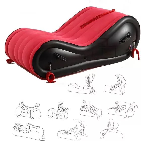 Desirel Magic Pillow - Nafukovací BDSM sexuální nábytek - s pouty (červený)