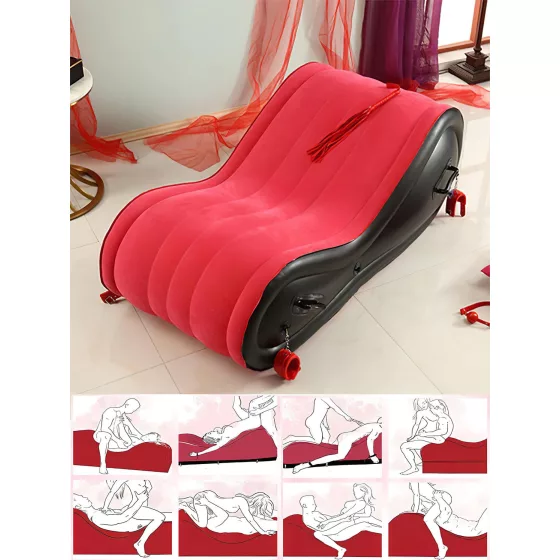 Desirel Magic Pillow - Nafukovací BDSM sexuální nábytek - s pouty (červený)