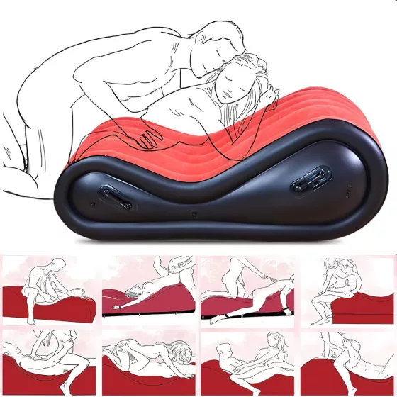 Desirel Magic Pillow - Nafukovací BDSM sexuální nábytek - s pouty (červený)