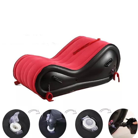 Desirel Magic Pillow - Nafukovací BDSM sexuální nábytek - s pouty (červený)