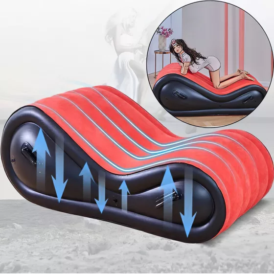 Desirel Magic Pillow - Nafukovací BDSM sexuální nábytek - s pouty (červený)
