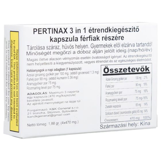 Pertinax 3v1 Plus - doplněk stravy pro muže, kapsle (4 ks)