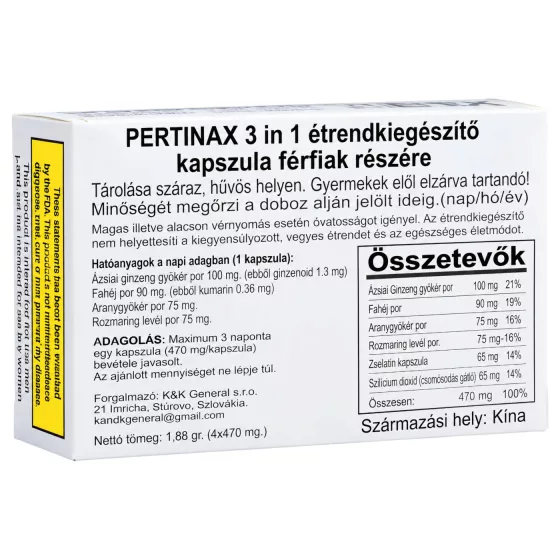 Pertinax 3in1 Plus - doplněk stravy pro muže - kapsle 4 ks