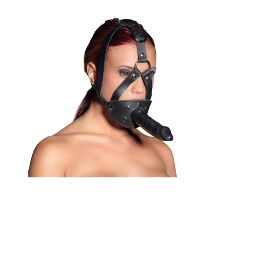 ZADO - kožený postroj s dildem - černý