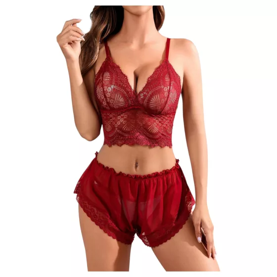 JSY 058 - erotická souprava spodního prádla - červená (L-XL)