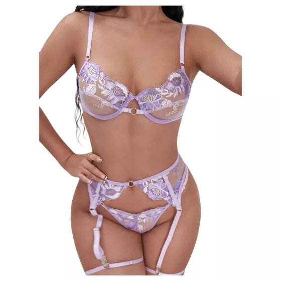 JSY 060 - erotická souprava spodního prádla - fialová - L/XL