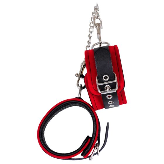 ZADO - kožená pouta na kotníky (červená)