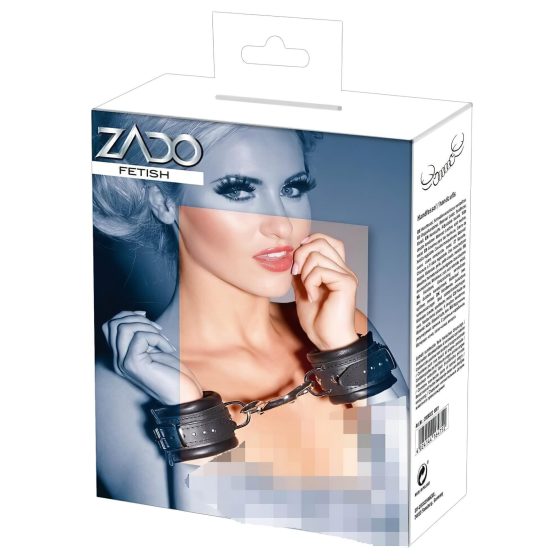 ZADO - kožená pouta na zápěstí s karabinou (černá)