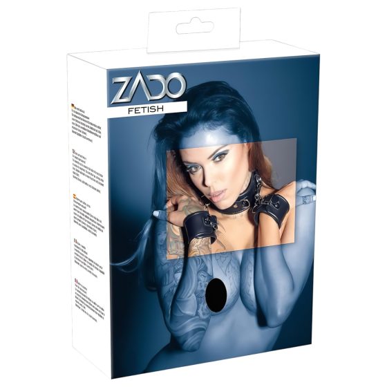 ZADO - kožený obojek s pouty (černý)