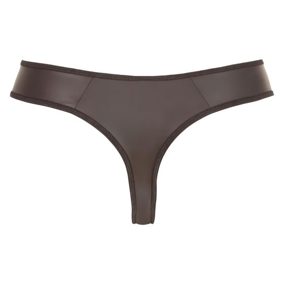 Svenjoyment - lesklé pánské tanga se zipem a štrasovými kamínky (černé)