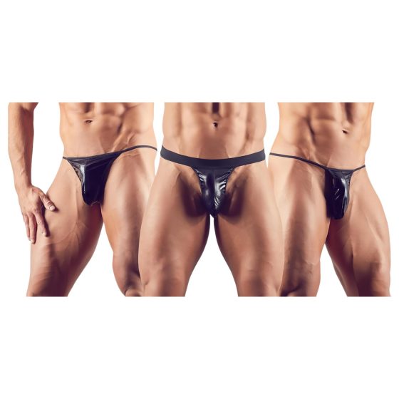 Svenjoyment - pánská tanga sada - černá (3 ks) S-L