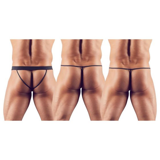 Svenjoyment - pánská tanga sada - černá (3 ks) S-L