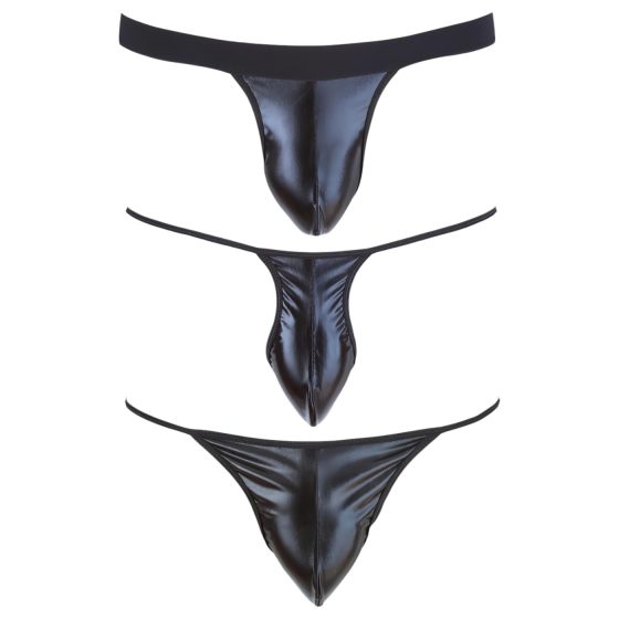Svenjoyment - pánská tanga sada - černá (3 ks) S-L