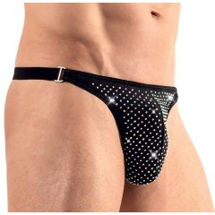 Svenjoyment - pánská tanga s ozdobnými kamínky (černá)