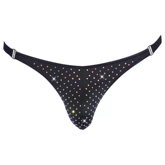 Svenjoyment - pánská tanga s kamínky - černá