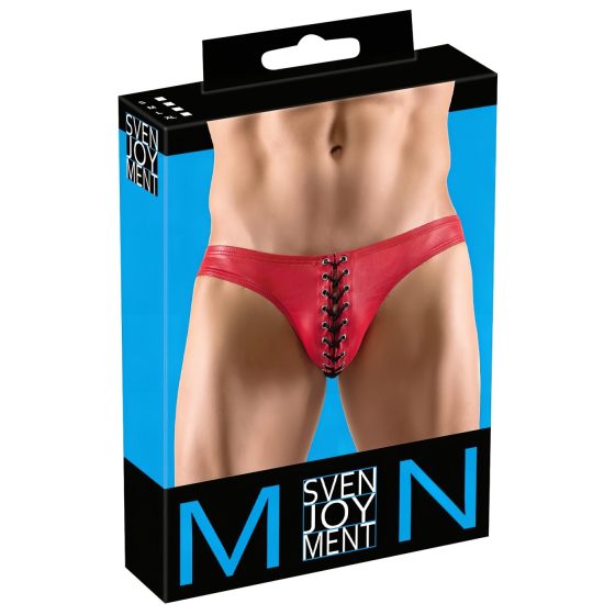 Svenjoyment - černé pánské spodní prádlo s červenou šněrováním