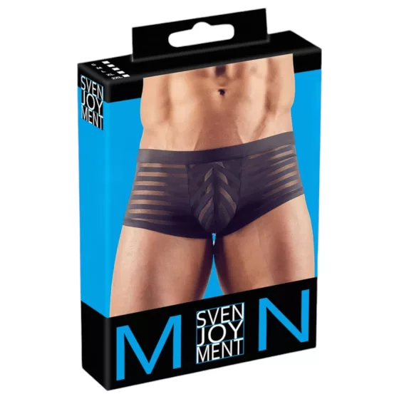 Svenjoyment - Průhledné, pruhované boxerky (černé) - XL
