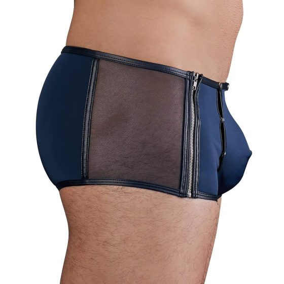 NEK - černé boxerky s modrou síťovanou vložkou a šněrováním
