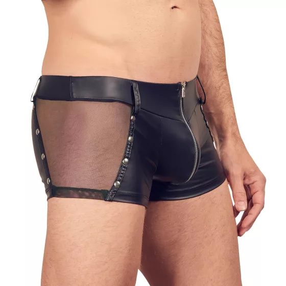 Svenjoyment - lesklé pánské boxerky se zipem (černé) - L