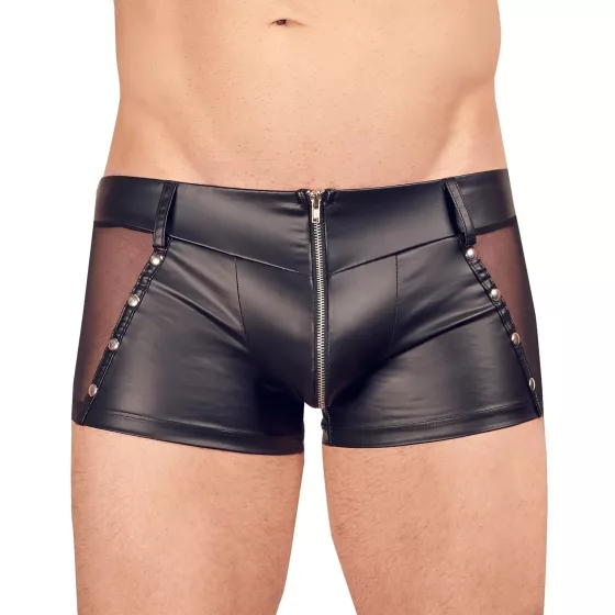 Svenjoyment - lesklé pánské boxerky se zipem (černé) - XL