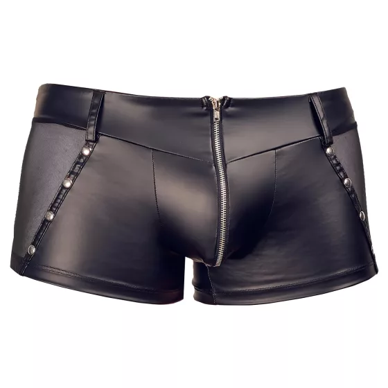 Svenjoyment - lesklé pánské boxerky se zipem (černé) - XL