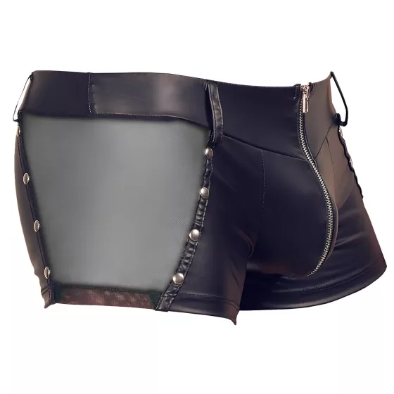 Svenjoyment - lesklé pánské boxerky se zipem (černé) - XL
