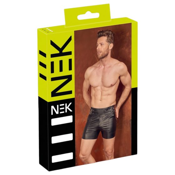 NEK - pánské prodloužené šortky s kovovou sponou (černé)
