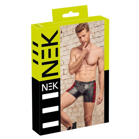 NEK - Boxerky se zipem s červenými bočními panely (černé)