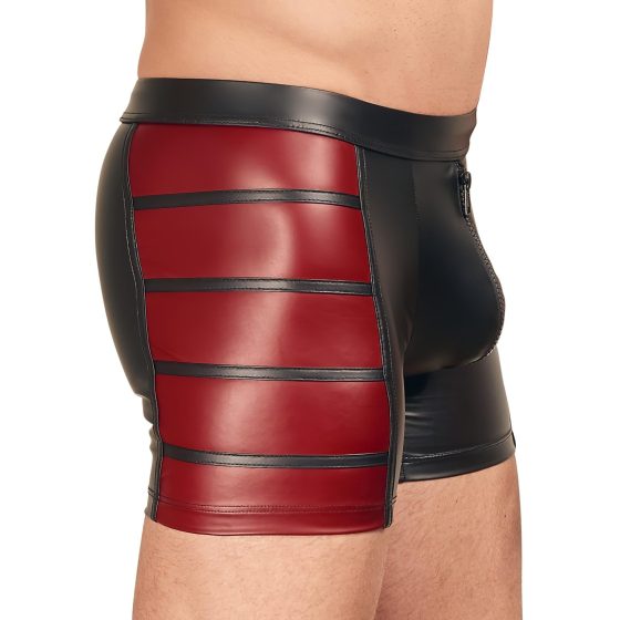 NEK - Boxerky se zipem s červenými bočními panely (černé)