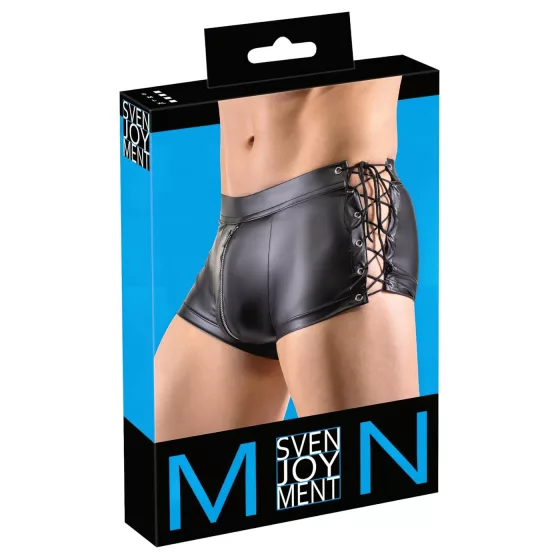Svenjoyment - pánské boxerky s bočním šněrováním - matné černé - XL