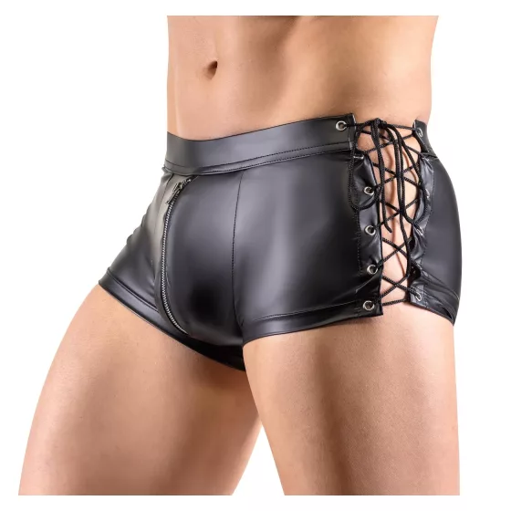 Svenjoyment - pánské boxerky s bočním šněrováním - matné černé - XL