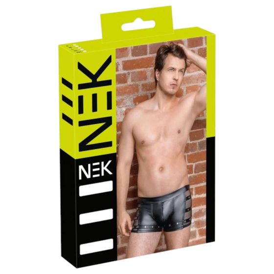 NEK - boxerky s nýty a zipem (černé)